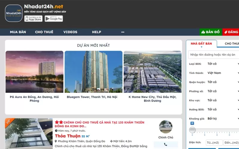 các trang web bất động sản